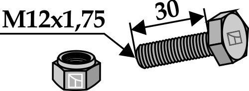 Sechkantschraube M12x1,75x30 mit Sicherungsmutter