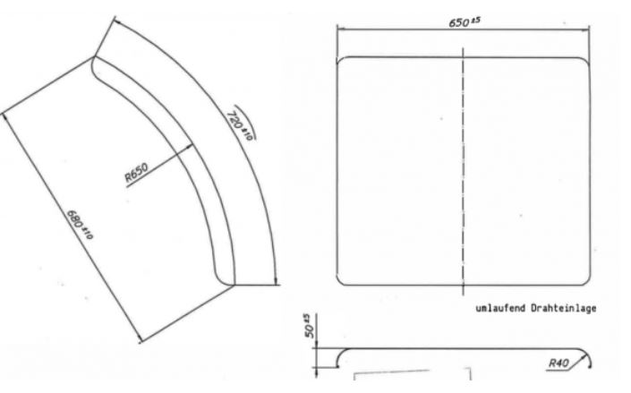 Kurzkotflügel, Blech verzinkt, Breite 650mm L6507